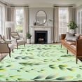 thumbnail image 2 of Green Leaves Area Rugs Collection 6'x9', Summer Botanical Farmhouse Leaf Non Slip Indoor Rectangle Throw Runner Rug Floor Mat Carpet for Living Room Dining Table Bedroom Nursery, 2 of 9