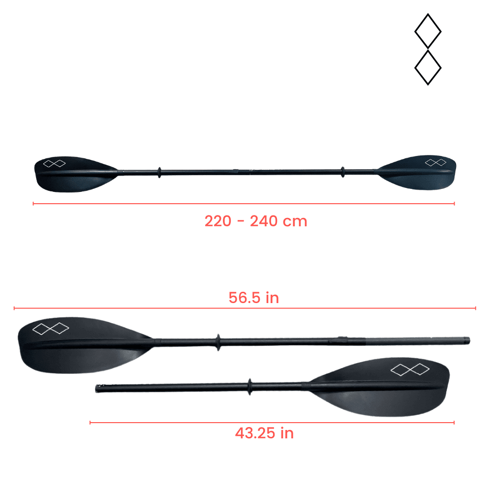 Diamond Lite LeverLock Adjustable Carbon Blend 2-Piece Kayak Paddle, Adjustable Length and Feathering Angle