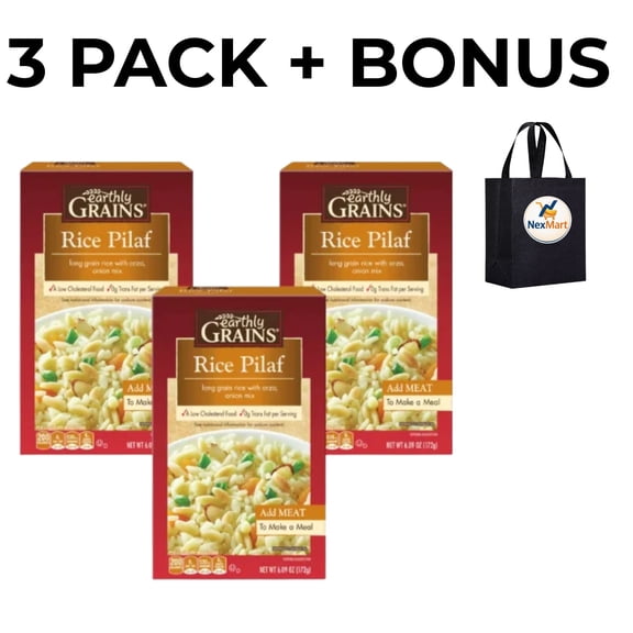 Earthly Grains Rice Pilaf Mix Long Grain Rice with Orzo, Onion Mix, 6.09 oz,3 Pack