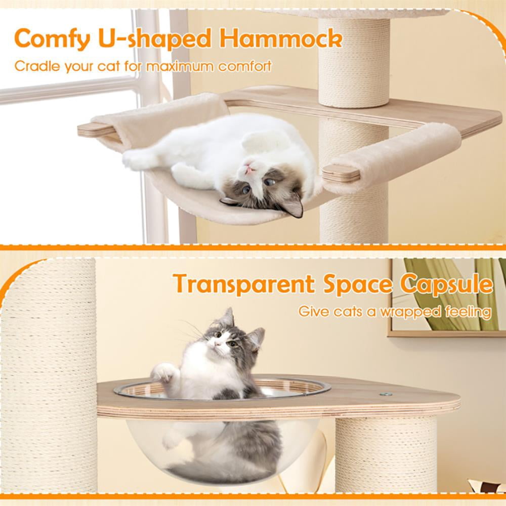 GVN Cat Tree Tower, Cat Tree, 69 Inches Tall Cat Tree with Cozy Top Perch and Washable Plush Cushions
