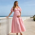 thumbnail image 5 of Edvintorg Women Pregnancy Dress Scoop Neck Short Sleeve Ruffle Flowy Casual Pregnant Dresses Summer Maternity Clothes for Women Pink XL, 5 of 7