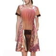 thumbnail image 1 of KLL Robe d'Été à Manches Courtes Pailletée Rose pour Femmes, Robe Plissée Ample Longueur Genou avec Poches, 1 of 6