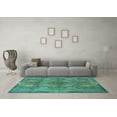 thumbnail image 3 of Ahgly Company Machine Washable Indoor Rectangle Medallion Turquoise Blue Traditional Area Rugs, 5' x 7', 3 of 4