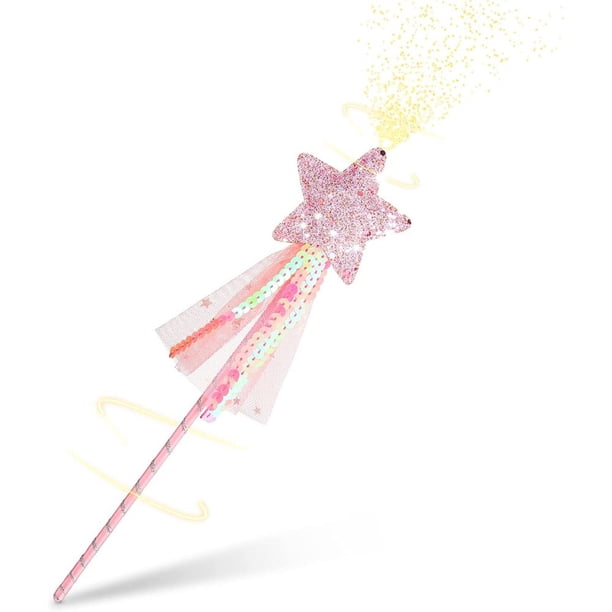 Varita De Princesa Con Purpurina Y Estrella – Accesorio De Hada En Dorado Para Disfraces, Bodas, Cumpleaños Y Cosplay, Ligera De 11 Pulgadas