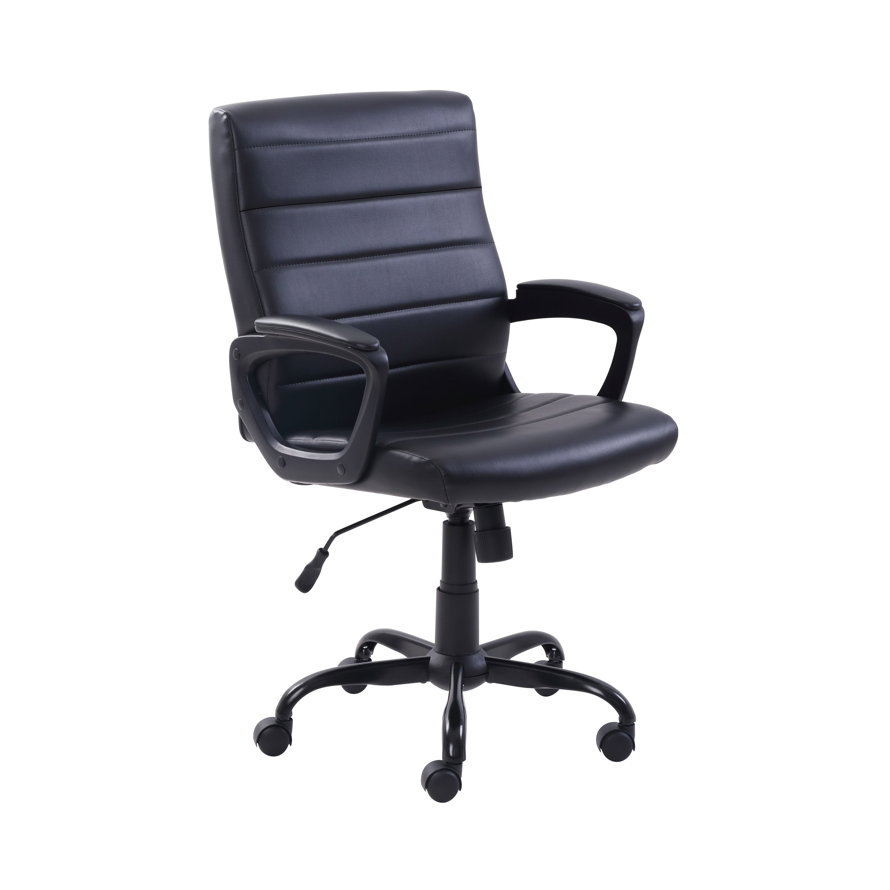 Mainstays Bonded Leather Mid Back Manager S Office Chair Black Walmart Com Walmart Com