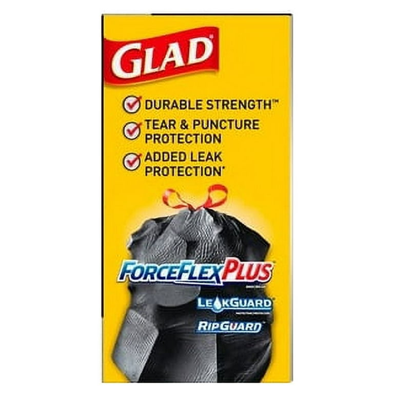 Glad ForceFlexPlus Drawstring Large Trash Bags Large Size - 30 gal - 0.90  mil (23 Micron) Thickness - Black - 50/Box - Home, Garbage, Office,  Commercial, Restaurant 