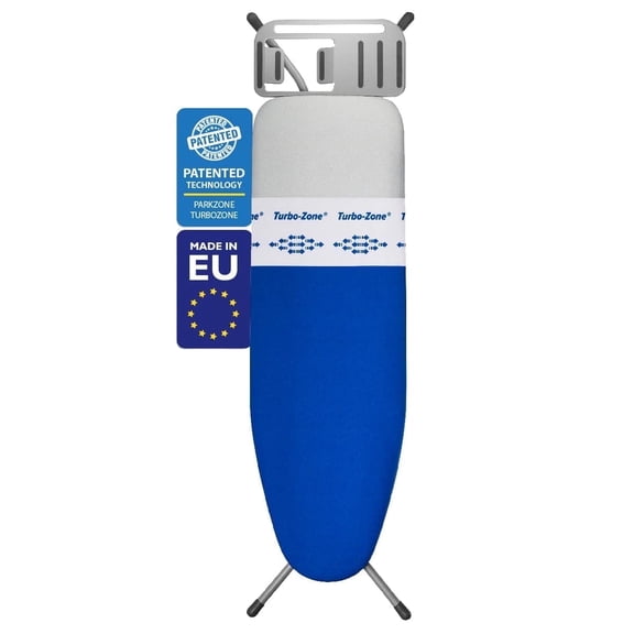 Bartnelli European Made Heavy Duty Ironing Board with Turbo and Park Zone, 4-Layer Pad, 48x15 Navy Iron Table