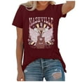 thumbnail image 2 of TrendOFT Country Music Graphic Tees for Women Western Retro Guitar Crew Neck Short Sleeve Shirts Casual Vintage Summer Tops Brick Red L, 2 of 4