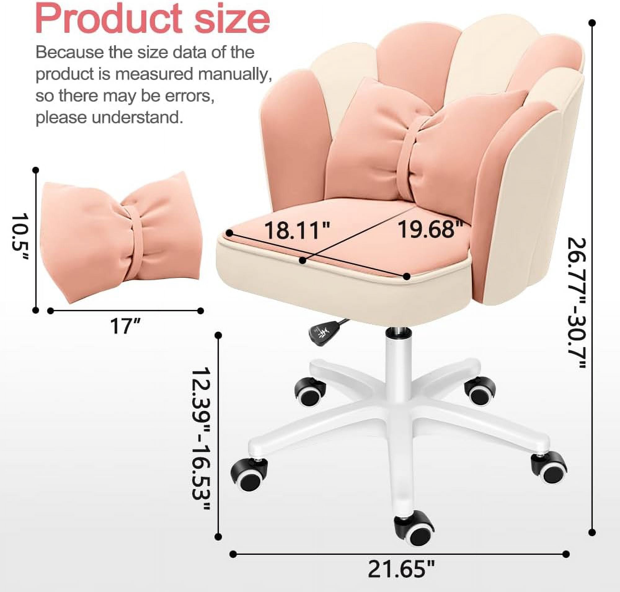 WXJHL Office Chair Cute Petal Desk Chair, Modern Fabric Home Butterfly Chairs Height Adjustable Chair Makeup Chairs Computer Chairs（Pink and White）