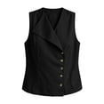 thumbnail image 6 of Pounoo Vests for Women Asymmetric Lapel Collar Button Front Sleeveless Tops for Women Loose Fit Office Linen Tops for Women, 6 of 7