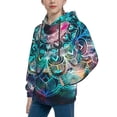 thumbnail image 2 of Kll Unisex Kids Boys Girls Hooded Pocket Pullover Hoodies-Watercolor Mandala, 2 of 9
