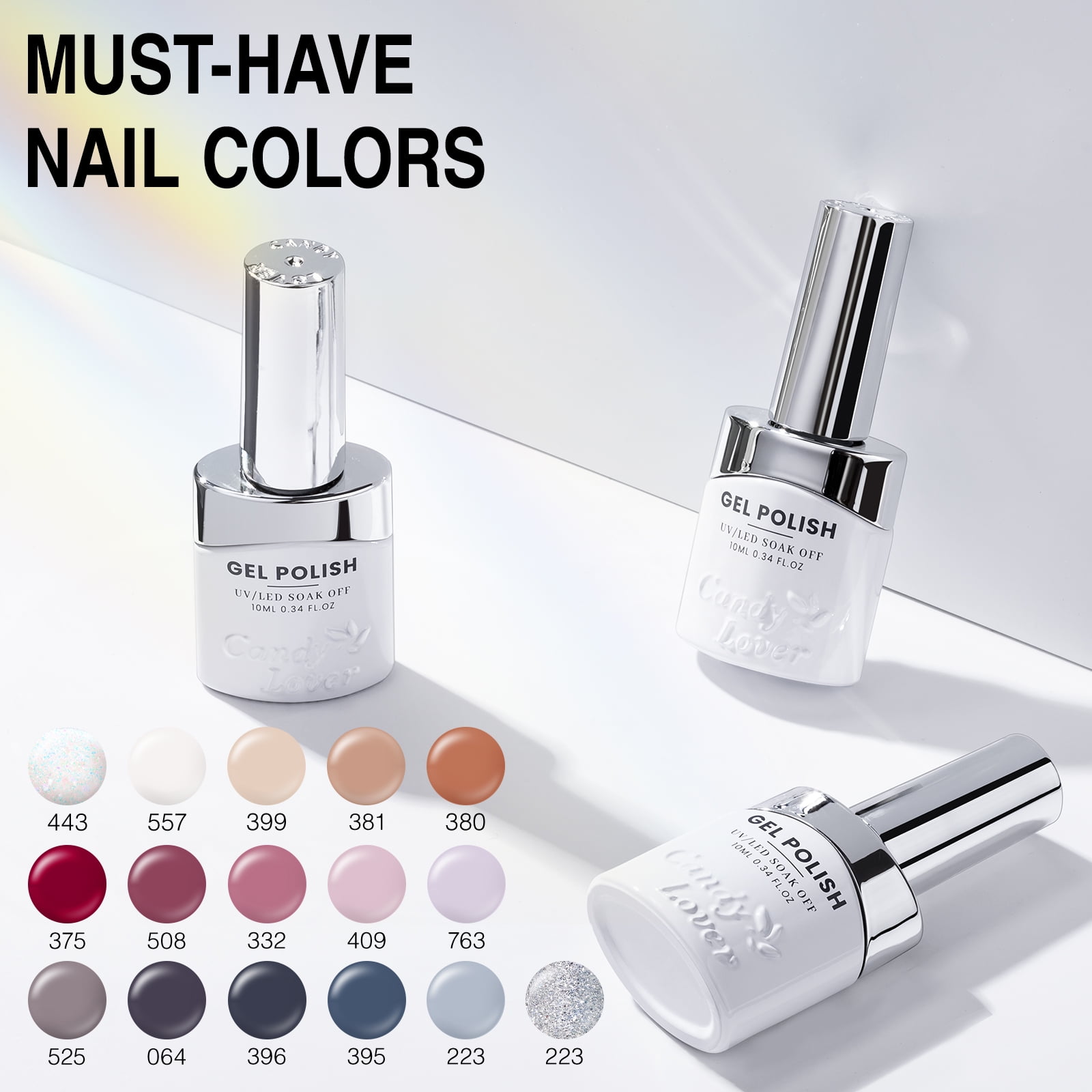 Candy Lover Gel Nail Kit with UV Lamp, 16 Colors Elegant Nudes Gel Nail Polish Set, 132W UV Nail Light & Nail Art Accessories, Valentine's Gift for Girls Women