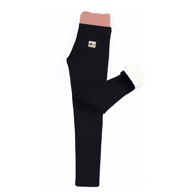 Efsteb Fleece Lined Leggings for Women Print Warm Winter Tight Thick Velvet  Wool Cashmere Pants Trousers Leggings Black S