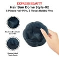 thumbnail image 4 of Express Beauty Synthetic Chignon Hair Piece Updo Braided Hair Bun Dome Wig Clip In Hair Buns Extensions for Women with 10pcs Hair Buddy Pins - (Hair Bun Dome Style 2) (1B/30 Off Black / Auburn), 4 of 5
