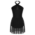 thumbnail image 4 of inlzdz Womens Rhinestone Dance Dress Halter Sleeveless Latin Ballet Leotard Figure Skating Bodysuit Black XL, 4 of 5
