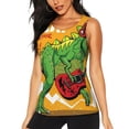 thumbnail image 2 of Uemuo Cool Dinosaur Playing Guitar Pattern Workout Tank Tops for Women Breathable Moisture-wicking tank top Sleeveless Running Loose Fit Yoga Tops Active Shirts Sports Gym Exercise, 2 of 9