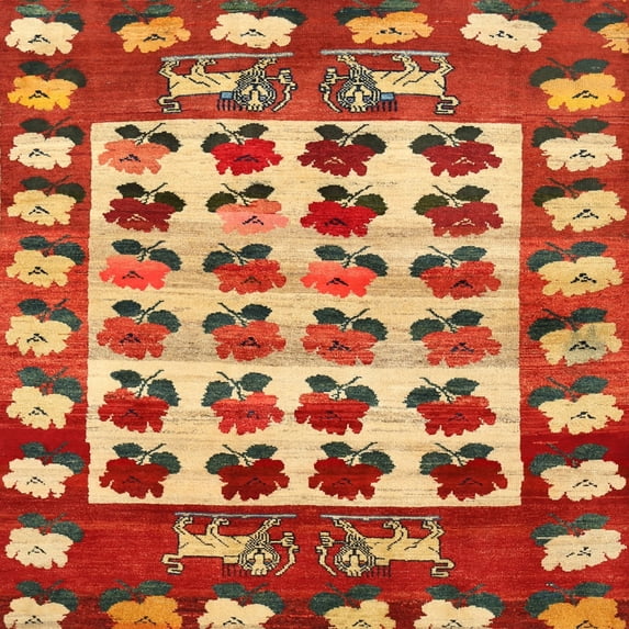 Ahgly Company Indoor Square Traditional Red Persian Area Rugs, 3' Square