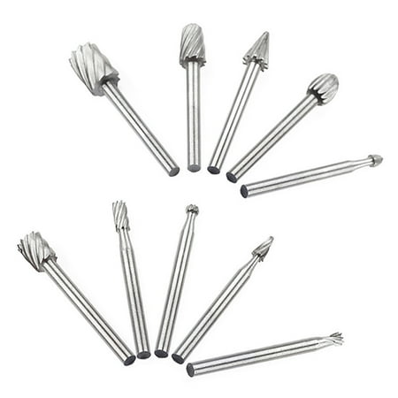 

Tiuneo Clearance 10 Pcs/Set Hss Dremel Routing Rotary Milling Rotary File Cutter Wood Drill Bit Silver