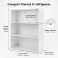 thumbnail image 3 of Huisenitre 3-Shelf Bookcase, Small Open Bookshelf for Bedroom Office, White, 3 of 8