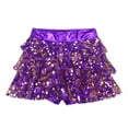 thumbnail image 4 of Xnihocha Kids Girls Sequins Tiered Ruffle Hip Hop Jazz Latin Ballroom Tap Ballet Dance Skirts Purple 12, 4 of 5