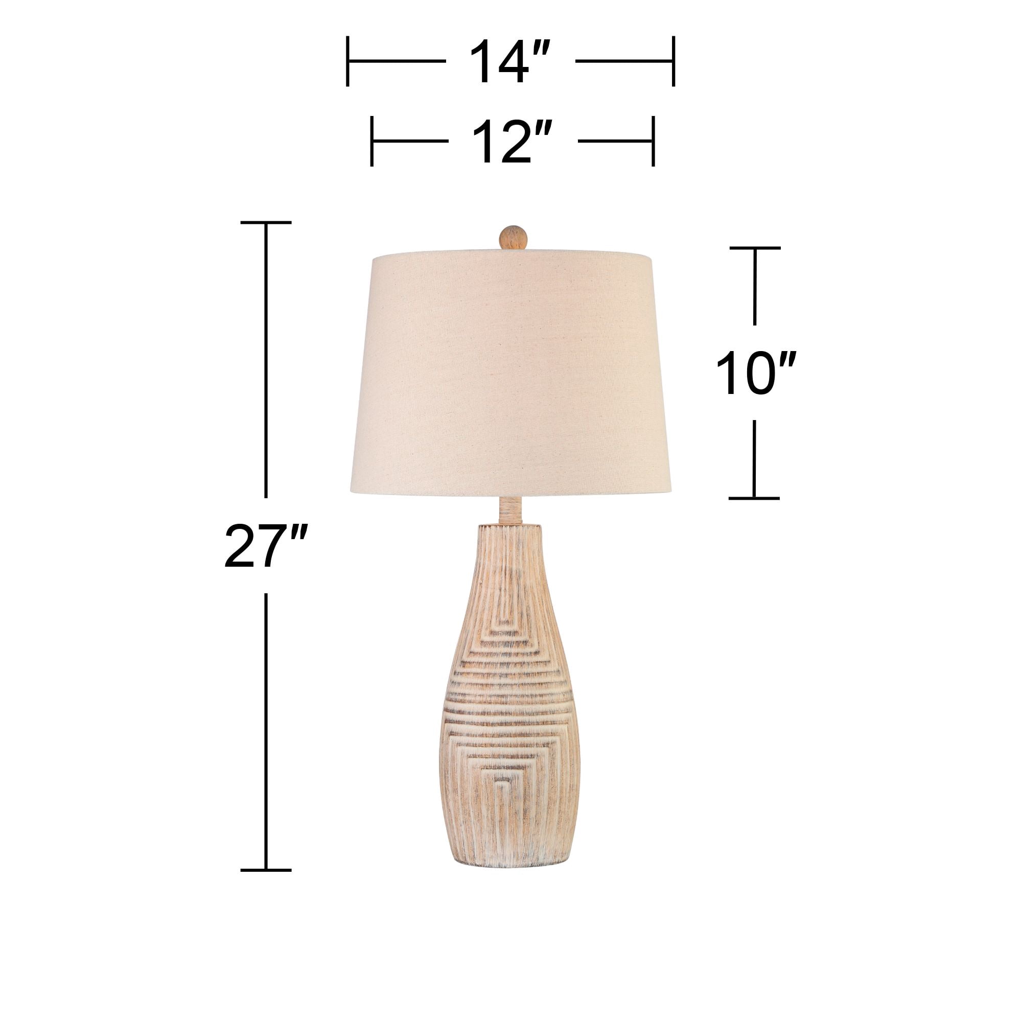 John Timberland Southwest Rustic Table Lamp 27" Tall Faux Light Wood Oatmeal Fabric Drum Shade for Living Room Bedroom Bedside Nightstand