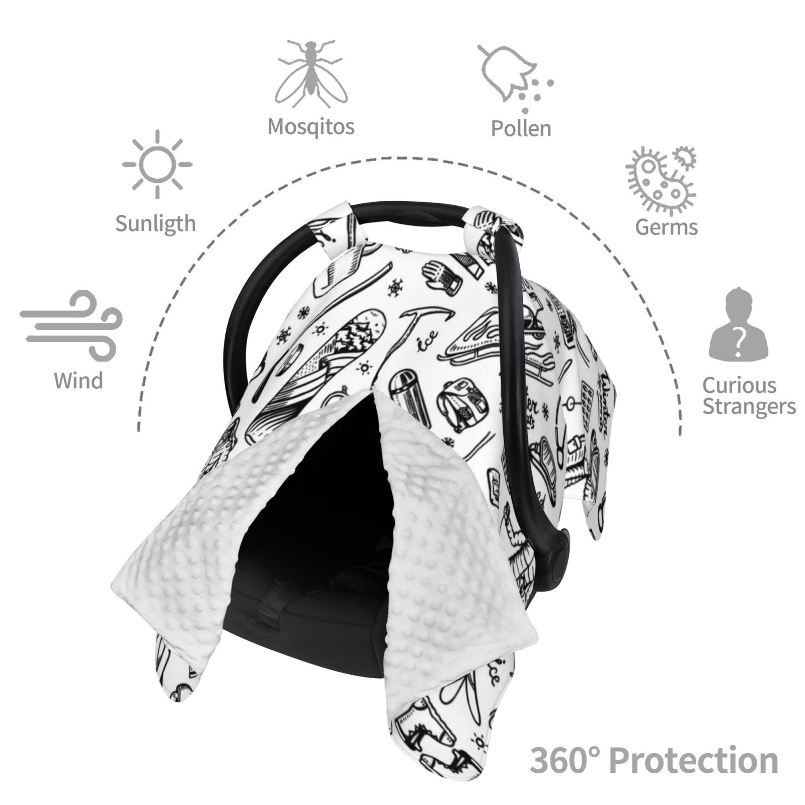 Car Seat Cover Baby - winter Ski Element Breathable Infant Car Seat Cover for Baby Carseat, Lightweight Comfort Baby Essentials Must Haves Newborn Stuff for Girl Boy