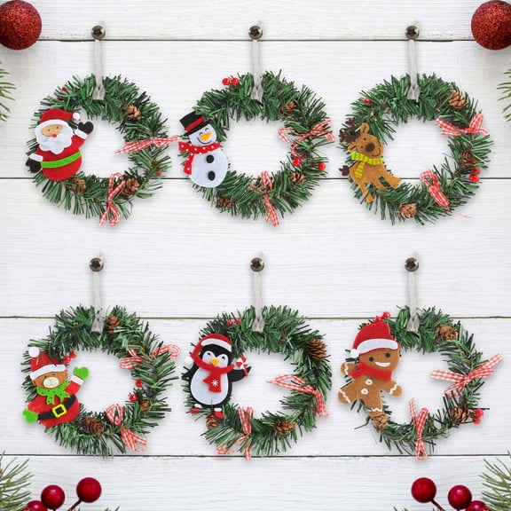 Spencer 6 Pack 6" Artificial Christmas Wreath Green Wintry Pine Hanging Wreaths for Front Door Wall Window Home Holiday Decor Xmas Ornaments