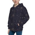 thumbnail image 2 of Pofeuu Copper-Gold Gloss Outline Chrysanthemum Print Teenage Zipper Hoodie Sweatshirts Hooded Casual Jackets With Pocket For Boys Girls-Medium, 2 of 6