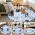 thumbnail image 5 of Round Rugs 4Ft, Blue Pink Floral Round Area Rug Washable Indoor Throw Carpet, Farmhouse Vintage Botanical Soft Non Slip Circle Rug for Kitchen Nursery Room Home Decor Aesthetic, 5 of 8