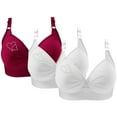thumbnail image 2 of Bigersell Cute Bras Pack for Women in Clearance 3pcs Woman's Printing Push up Bras Plus Size Daily Bra Underwear No Underwire Full-Figure Bra Style F-597 Red S, 2 of 9