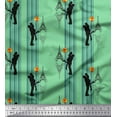 thumbnail image 1 of Soimoi Green Cotton Voile Fabric Stripes & Eiffel Tower Love Printed Fabric 1 Yard 42 Inch Wide, 1 of 3