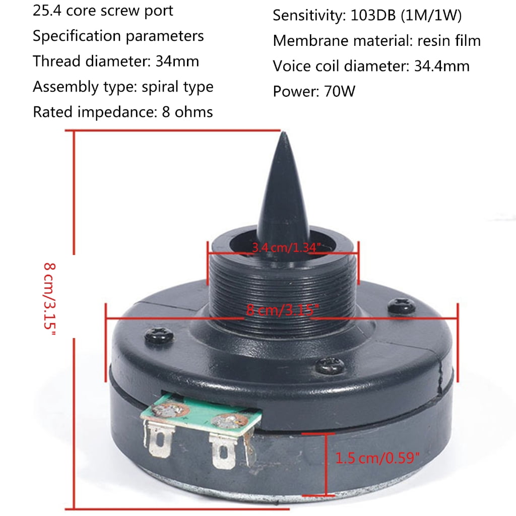 Tweeter Magnétique Professionnel 34 Mm - Haute Sensibilité 70W/80W 8 Ohm - Pour KTV, Sono Home, Scène - Remplacement Haut-parleur Aigu - 11