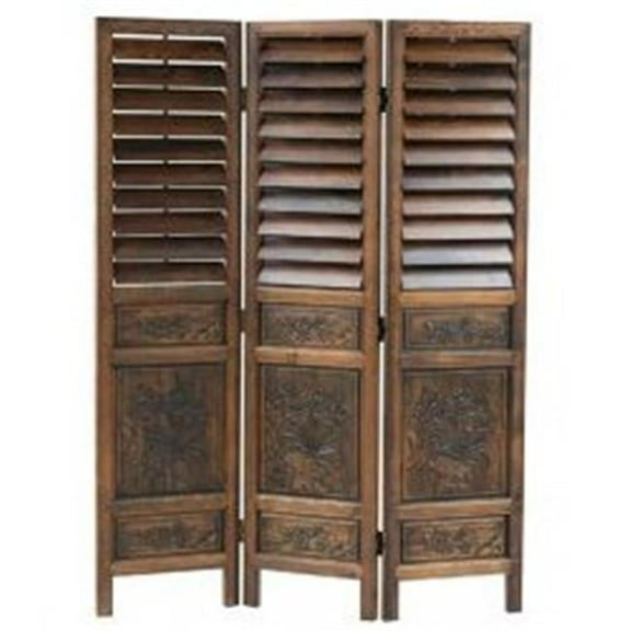 Wayborn 2317 Floral Wood - Carved Room Divider- Walnut