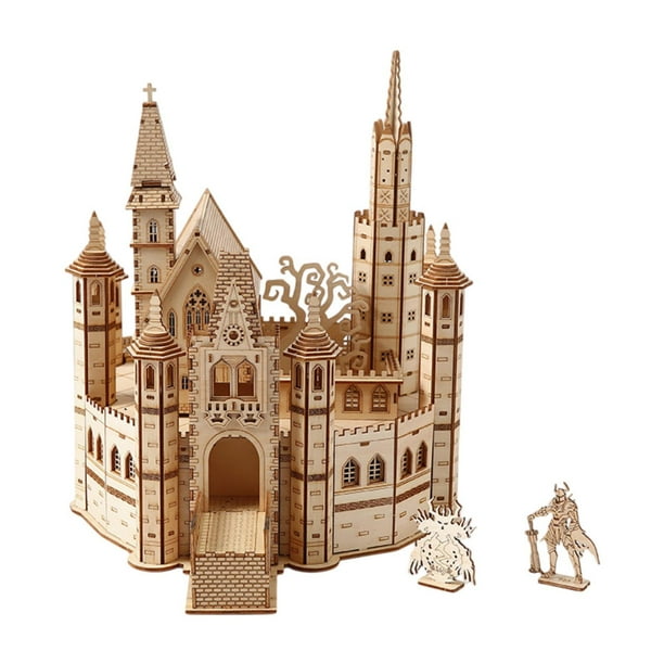 Kit de construcción de rompecabezas de madera 3D, juguete de construcción, rompecabezas, Kit de modelo de castillo, proyecto de bricolaje para