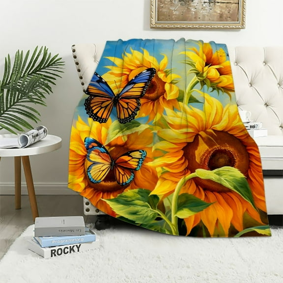COMIO You are My Sunshine Sunflower Blanket, Flannel Blanket Soft and Comfortable, Gift for Women, Friends, Girls, Sunflower Lovers, Sunflower Blanket Throw for Nap Bed Sofa Chair Home Decor