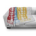 thumbnail image 2 of Amsterdam Soft Flannel Fleece Throw Blanket, Amsterdam Wording with Long Symbolic Building, Cozy Plush for Indoor and Outdoor Use, 50" x 70", White Multicolor, by Ambesonne, 2 of 5
