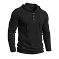 thumbnail image 5 of Ulitacool T Shirts For Mens Hooded Tee Shirts Long Sleeve Pullover Top With Pocket Blend Athletic Training Gym Workout Streetwear Comfortable Clothing Black, 5 of 8