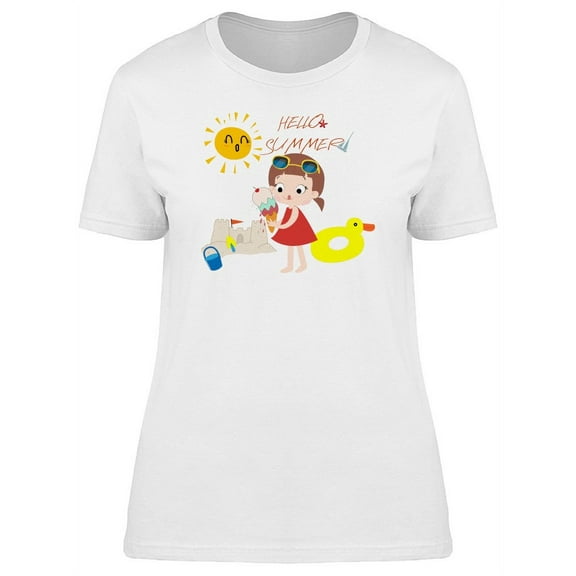 Girl With Beach Doodles T-Shirt Women -Image by Shutterstock, Female Large