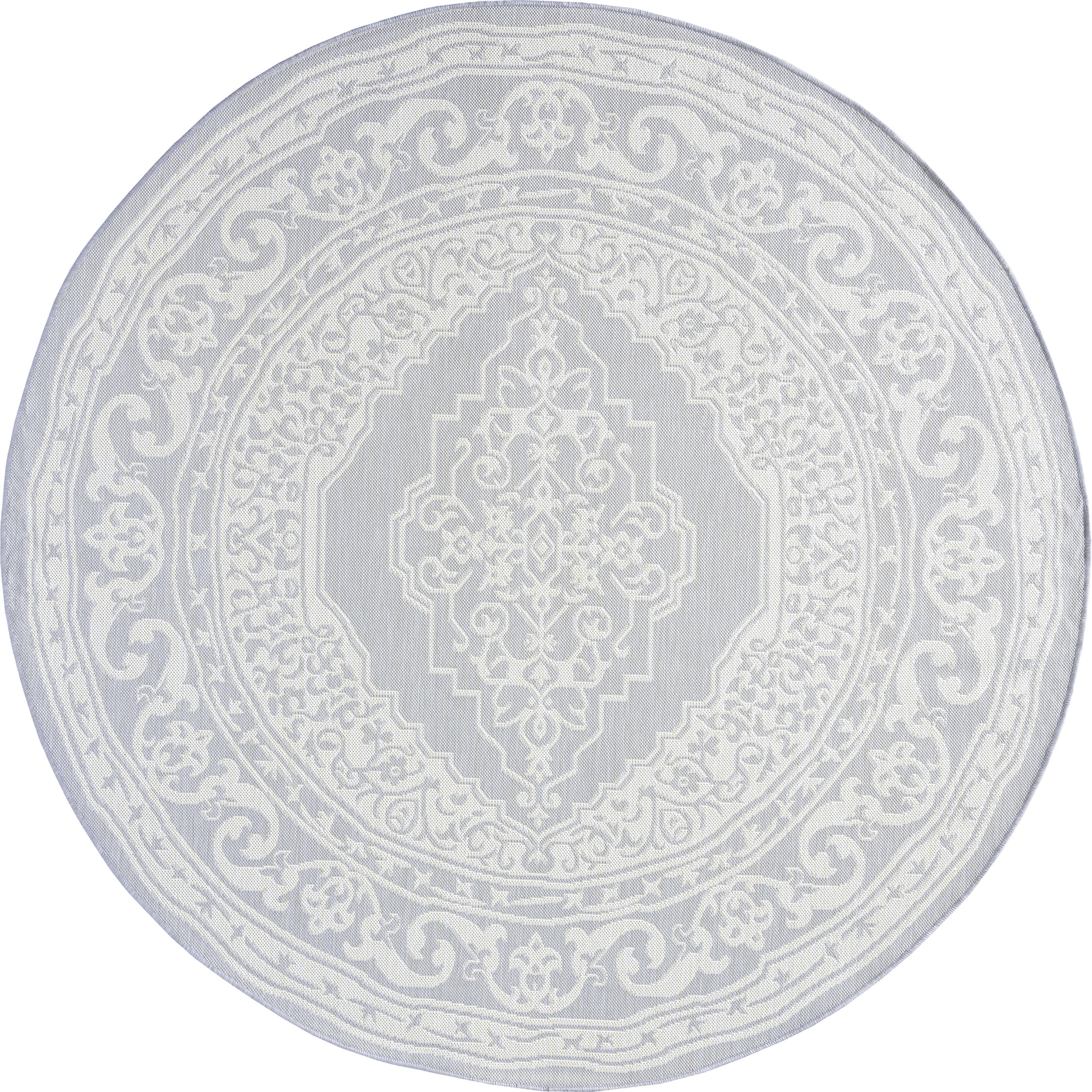 8ft Round Water Resistant, Large Indoor Outdoor Rugs for Patios, Front Door Entry, Entryway, Deck, Porch, Balcony | Outside Area Rug for Patio | Gray, Floral | Size: 7'11'' Round