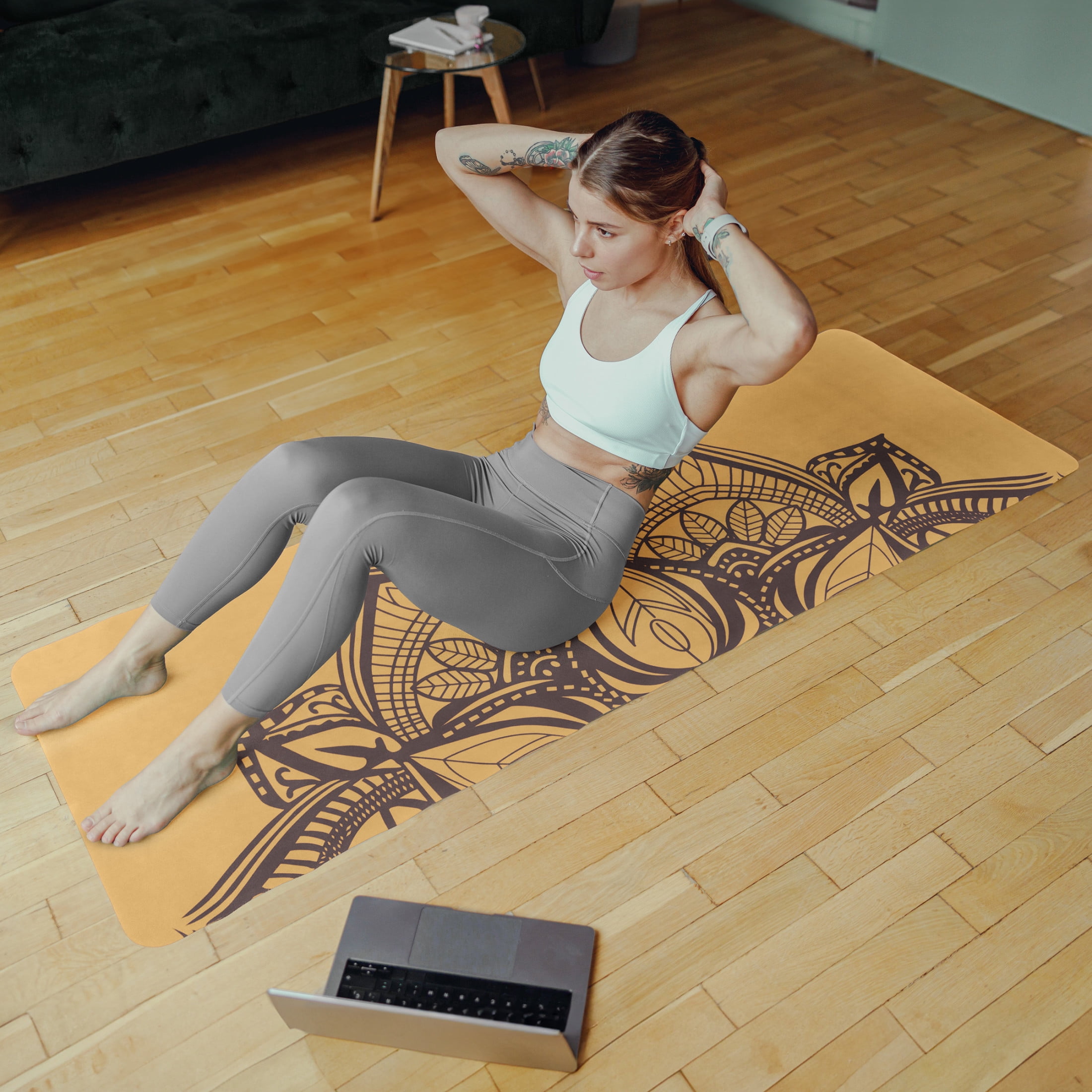 RAD Sportz Sweat Absorbent Grippy Suede Hot Yoga Mat with Strap