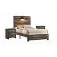 thumbnail image 4 of Full Size Wooden Platform Bed with Rustic Butcher Block Finish, Weathered Brown for Bedroom, 4 of 6