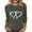 Dark Gray, variant on Fall Fashion Must Haves Women's Ribbed Knit Top 3/4 Sleeve Round Neck with Heart Print Design Tees Tshirts Blouse for Casual Wear Women Fall Clothes