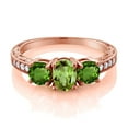 thumbnail image 2 of Gem Stone King 2.02 Ct Oval Green Peridot Green Chrome Diopside 18K Rose Gold Plated Silver Moissanite Ring (Size 7), 2 of 4