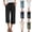 16# Black, variant on 2026 Summer Wide Leg Capri Pants for Women Drawstring Elastic Waist Casual Cropped Trousers with Pockets Dark Blue XXL