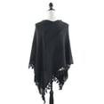 thumbnail image 4 of Styles I Love Womens Color Block Fringe Tassel Poncho Sweater Pullover Cardian Wrap Topper for All Seasons (Black), 4 of 8