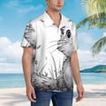 thumbnail image 3 of Sikiie Cute Cat Meadow Sketch Print Men's Hawaiian Shirt, Summer Beach Button Pocket Short Sleeve T-Shirt,3X-Large, 3 of 7
