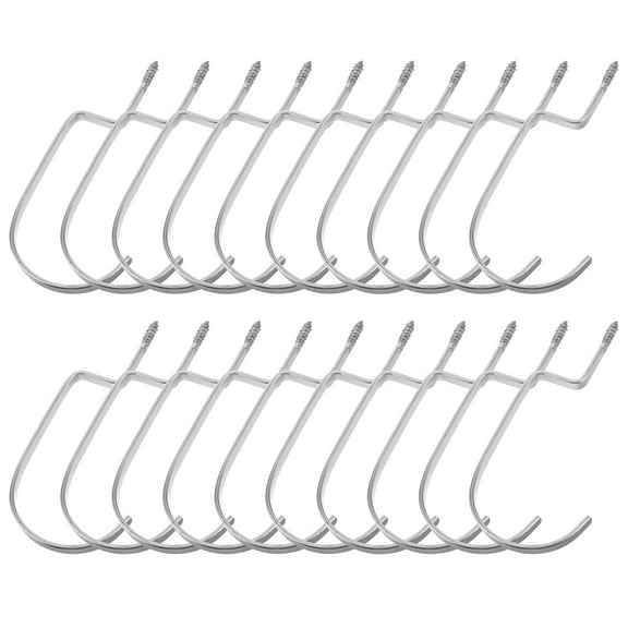 Masteelf 20pcs Heavy Duty Flat Metal Hooks for Hangers Universal Screw-in Clothes Hook Attachments for Shirts Pants Scarf Hangers Silver