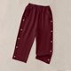 thumbnail image 5 of TaTaai Women's Casual 7/8 Length Pants Straight Leg Linen-Like Fabric with Elastic Waistband Side Pockets and Decorative Buttons for Spring Summer Outfits Gift, 5 of 7