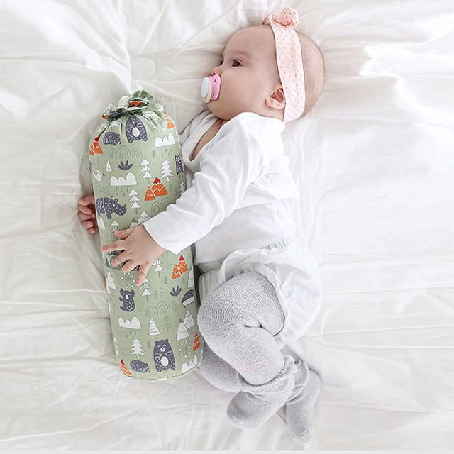 Almohada antivuelco lateral para dormir para bebé, cojín de apoyo para el cuello de algodón suave, cojín trasero, almohada para niños pequeños JAMW Sencillez
