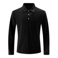 thumbnail image 7 of WULMLEO Mens Long Sleeve Polo Shirts Solid Color Button Slim Fit Collared Tshirts Business Casual Tops Tennis Golf Tees Black 2XL, 7 of 7